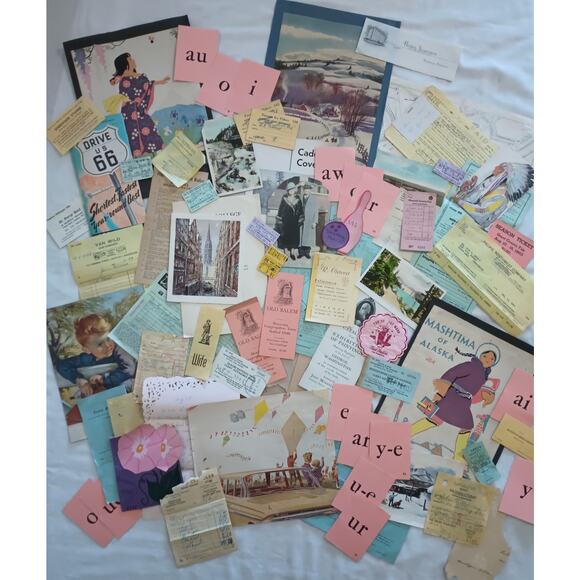 Vintage Paper Ephemera Bundle - 75 Pieces Pastel for Junk Journal, Crafts - Picture 1 of 14